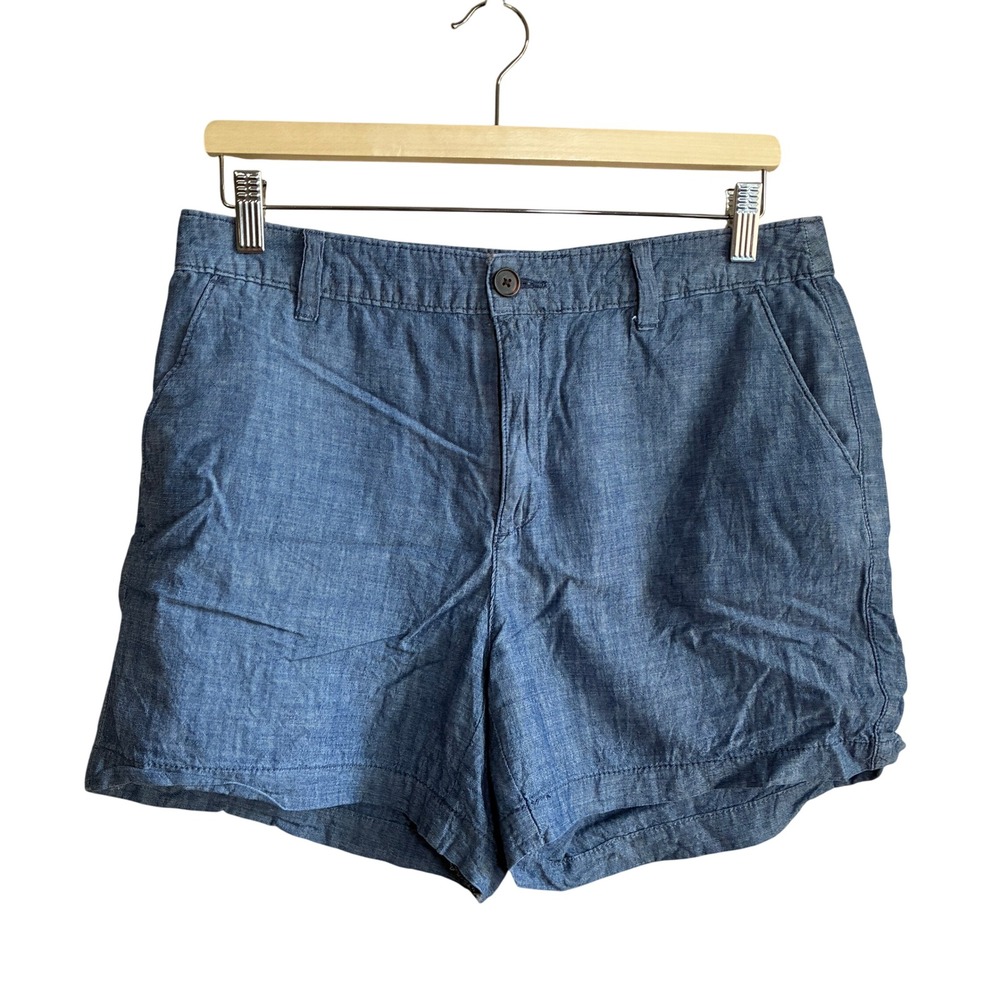 A New Day Chambray Cotton Shorts Size 10 Blue Womens Casual Lightweight
